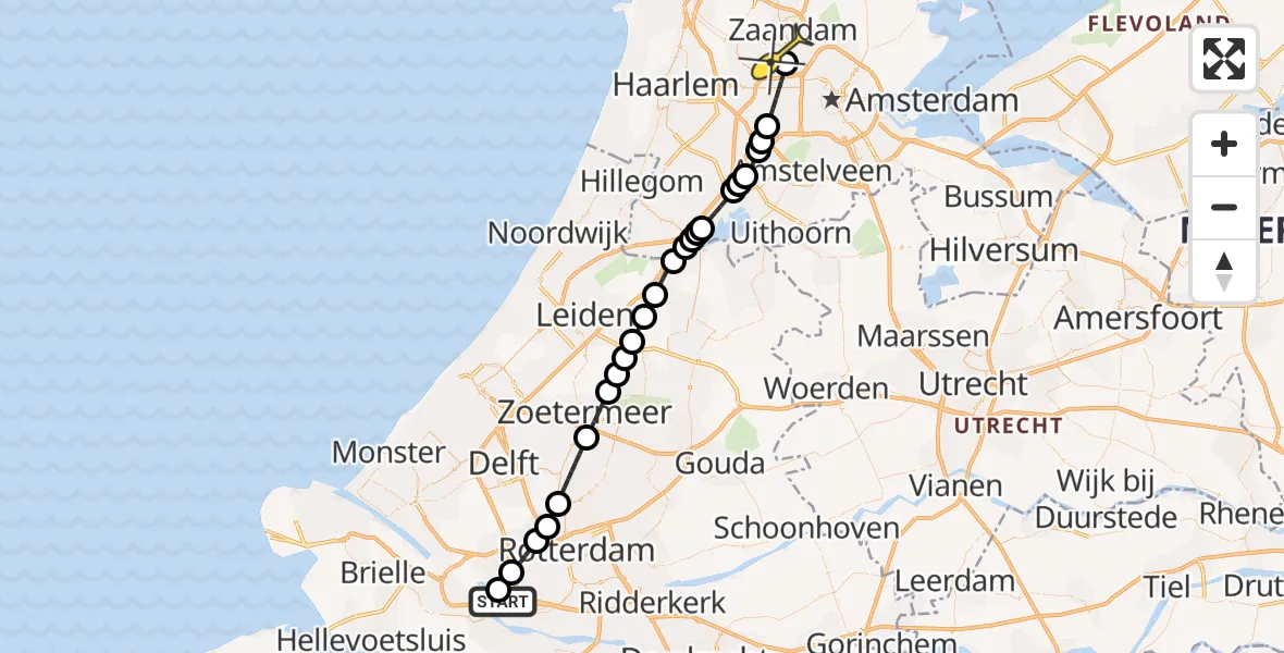 Routekaart van de vlucht: Lifeliner 1 naar Amsterdam Heliport, Weg 41