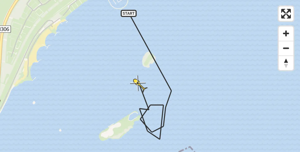 Routekaart van de vlucht: Politieheli naar Biddinghuizen, Daltonstraat