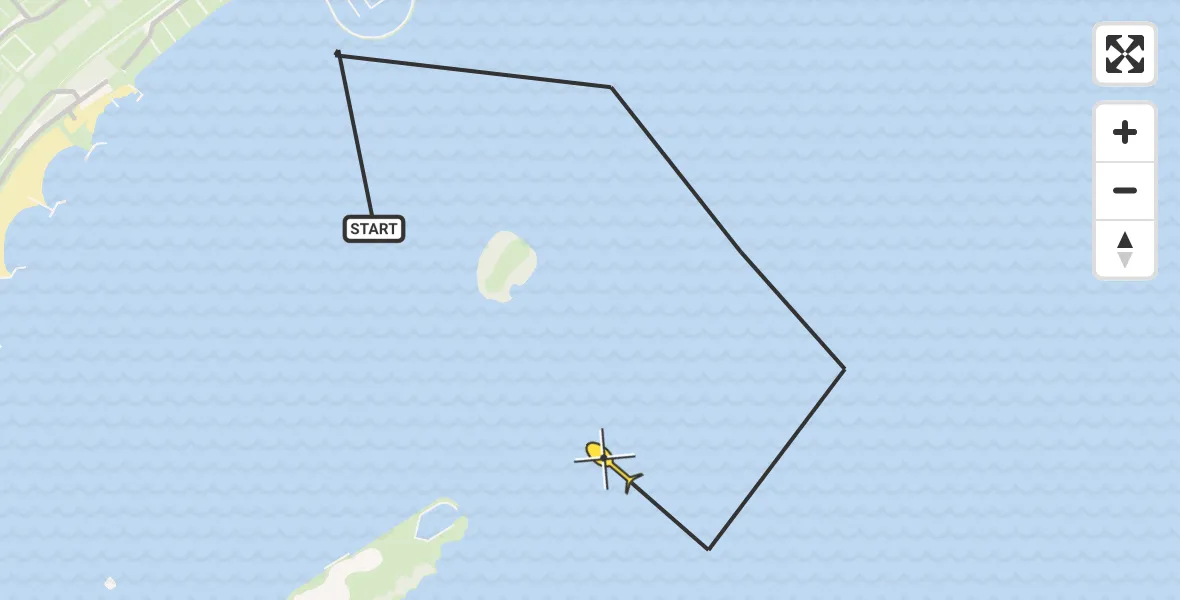 Routekaart van de vlucht: Politieheli naar Biddinghuizen, De Krooneend