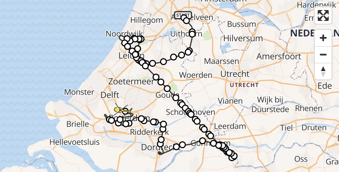 Routekaart van de vlucht: Politieheli naar Rotterdam The Hague Airport, Fokkerweg