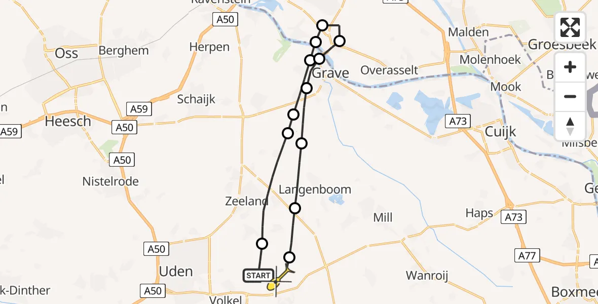 Routekaart van de vlucht: Lifeliner 3 naar Vliegbasis Volkel, Bovenste Trent