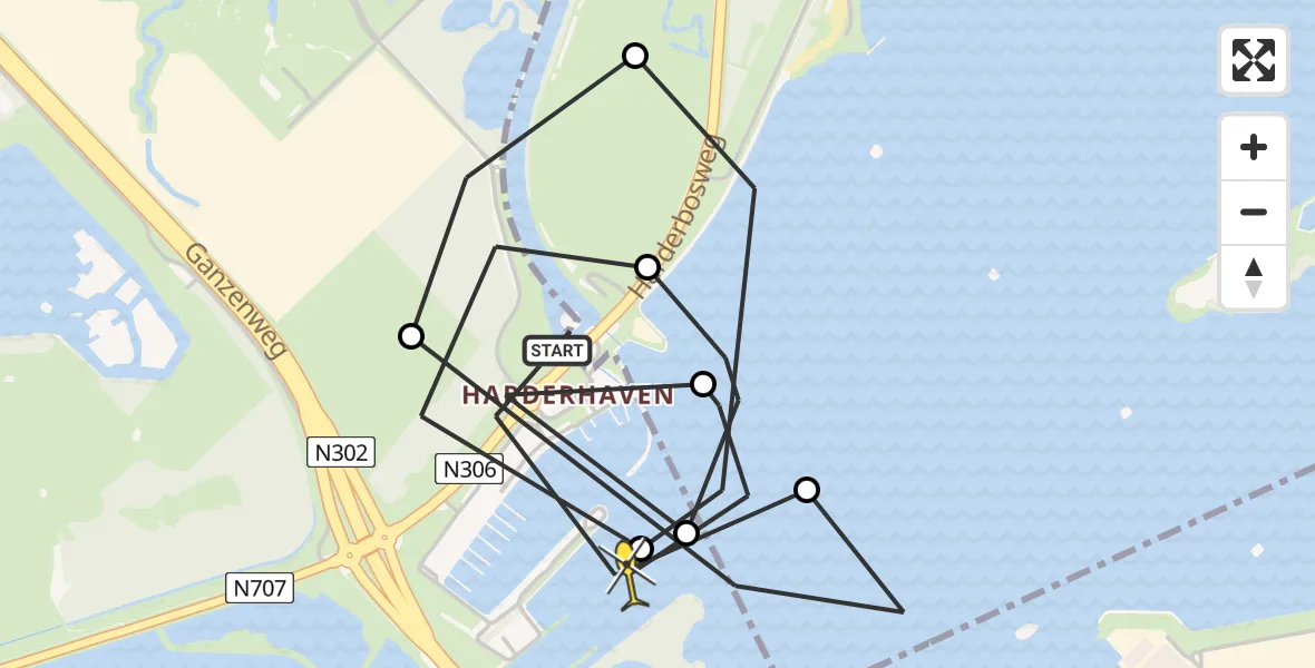 Routekaart van de vlucht: Politieheli naar Zeewolde, Pluvierenweg