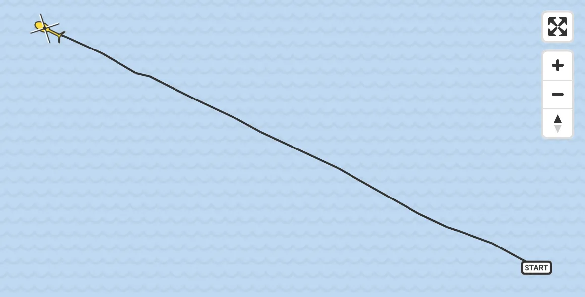 Routekaart van de vlucht: Kustwachthelikopter naar 