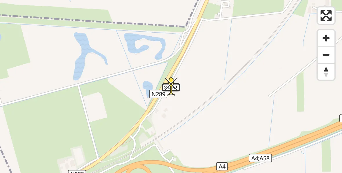 Routekaart van de vlucht: Lifeliner 2 naar Woensdrecht, Caterspolder