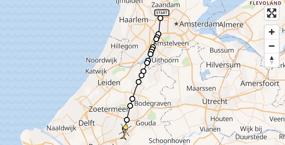 Routekaart van de vlucht: Lifeliner 1 naar Rotterdam, Australiëhavenweg