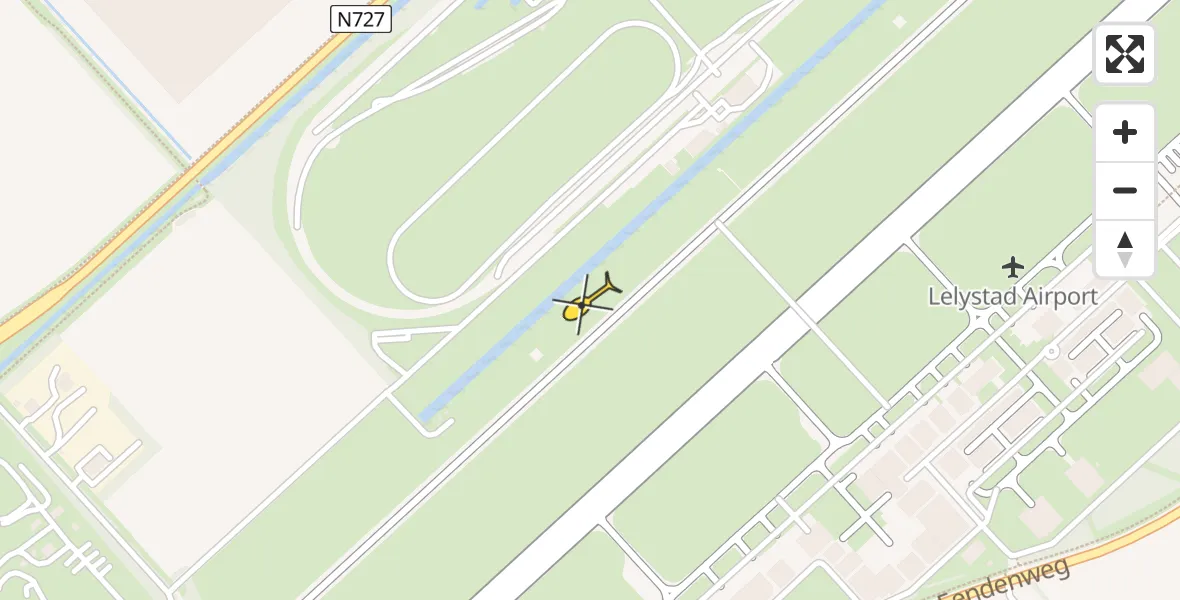 Routekaart van de vlucht: Politieheli naar Lelystad Airport