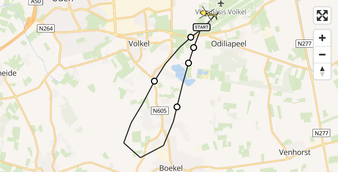 Routekaart van de vlucht: Lifeliner 3 naar Vliegbasis Volkel, Oosterheidestraat