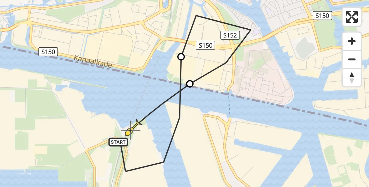 Routekaart van de vlucht: Lifeliner 1 naar Amsterdam Heliport, Hemweg