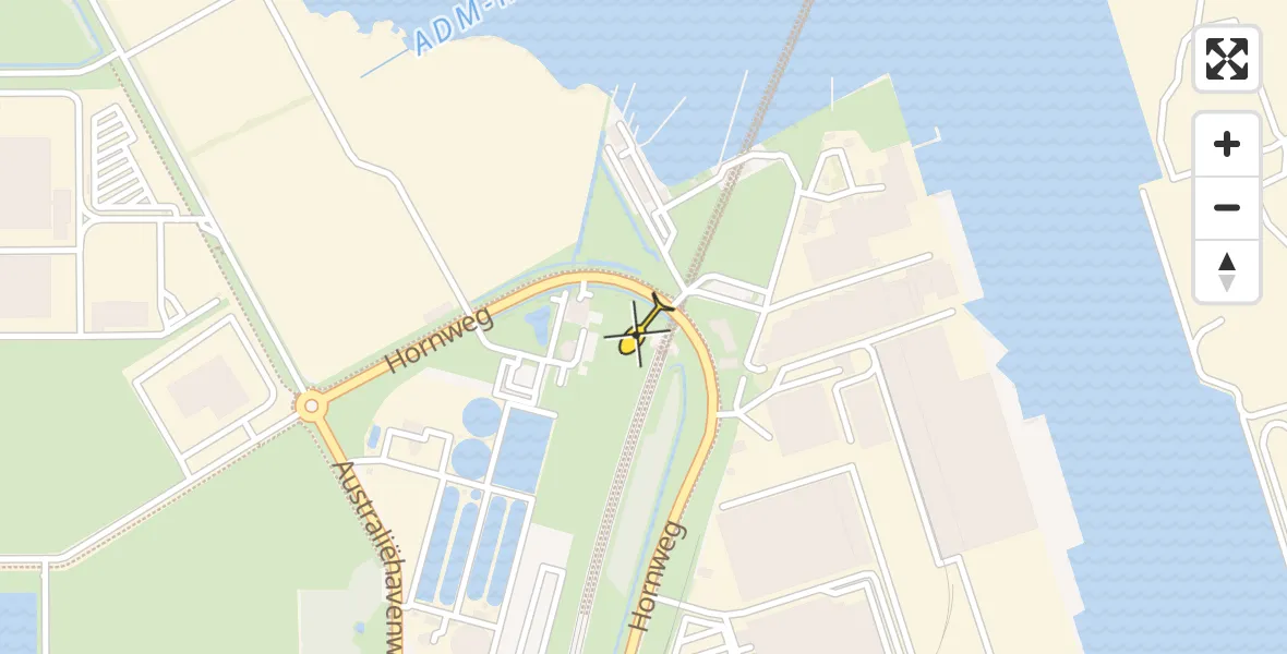 Routekaart van de vlucht: Lifeliner 1 naar Amsterdam Heliport