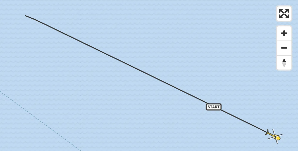 Routekaart van de vlucht: Kustwachthelikopter naar 