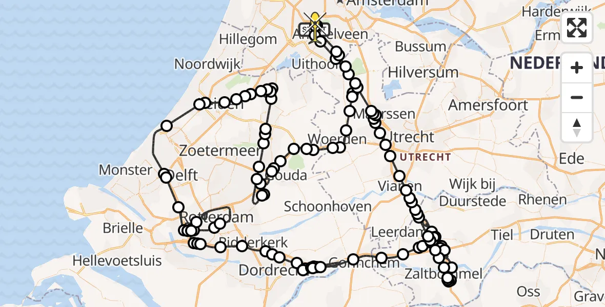 Routekaart van de vlucht: Politiehelikopter naar Schiphol, Kemajoranstraat