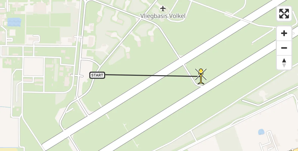 Routekaart van de vlucht: Lifeliner 3 naar Vliegbasis Volkel, Zeelandsedijk