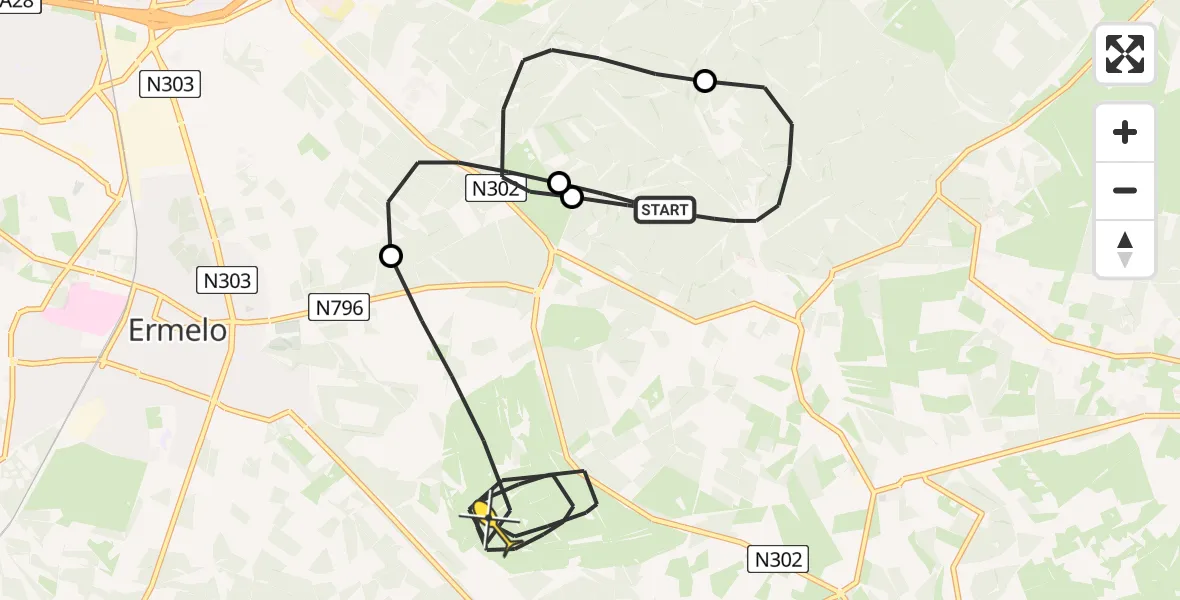Routekaart van de vlucht: Politiehelikopter naar Ermelo, Leuvenumsepad