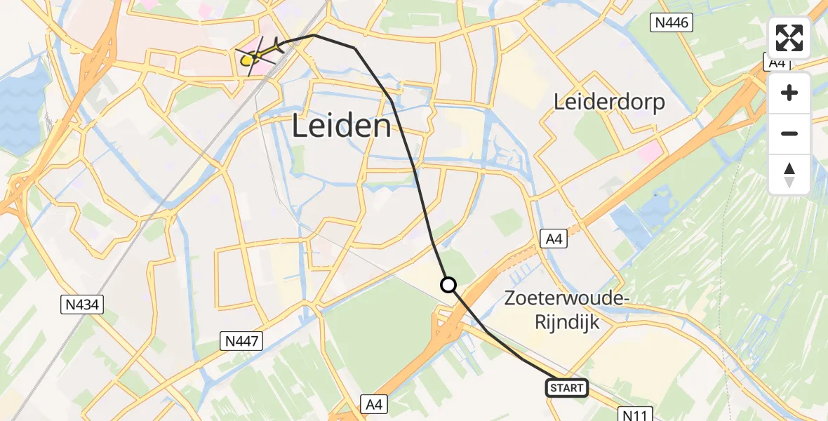 Routekaart van de vlucht: Lifeliner 2 naar Leiden, Blauwmutsenpad