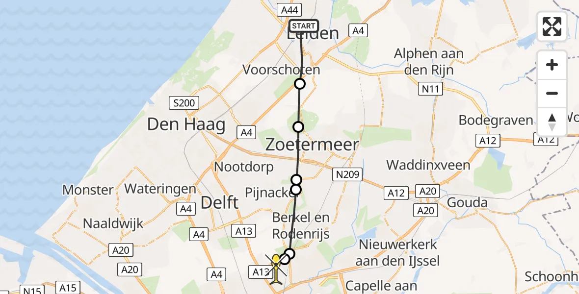Routekaart van de vlucht: Lifeliner 2 naar Rotterdam The Hague Airport, Thea Beckmanstraat