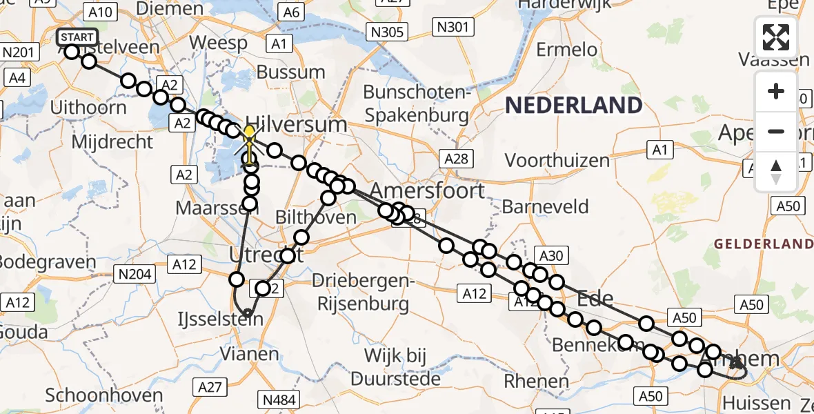 Routekaart van de vlucht: Politiehelikopter naar Loosdrecht, Westerkimweg