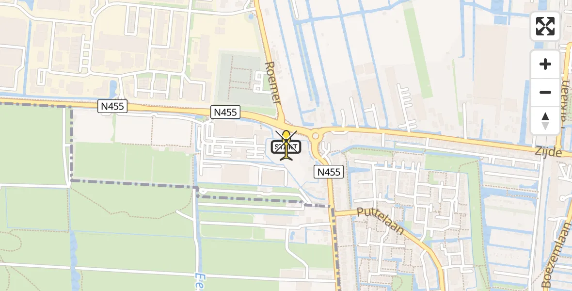 Routekaart van de vlucht: Lifeliner 1 naar Boskoop, Hoogeveenseweg