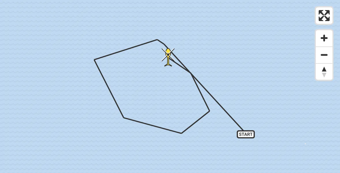 Routekaart van de vlucht: Kustwachthelikopter naar Makkum, De Holle Poarte