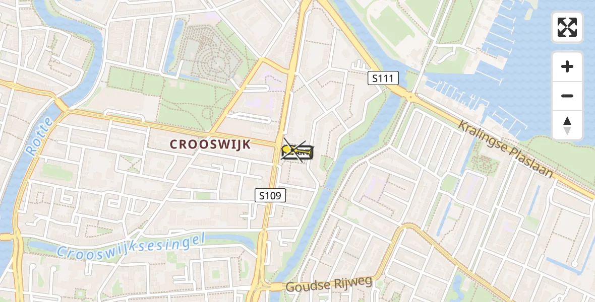 Routekaart van de vlucht: Lifeliner 2 naar Rotterdam, Koeweide