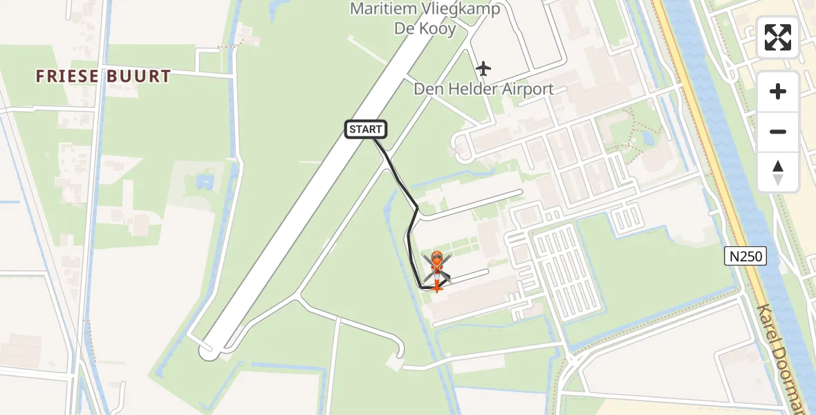 Vluchtroute Kustwachthelikopter Vliegveld De Kooy - Vliegveld De Kooy, 10 oktober 2025, 09:28