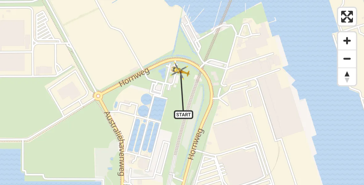 Vluchtroute Traumahelikopter Amsterdam Heliport - Amsterdam Heliport, 10 oktober 2025, 10:05
