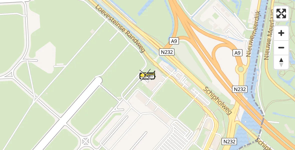 Routekaart van de vlucht: Politiehelikopter naar Schiphol, Loevesteinse Randweg