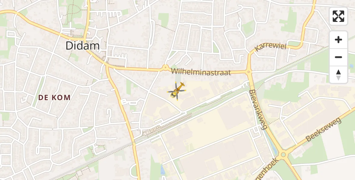 Vluchtroute Traumahelikopter van Didam naar Didam
