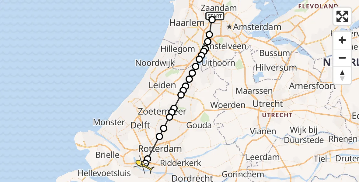 Routekaart van de vlucht: Lifeliner 1 naar Hoogvliet, Amerikahavenweg
