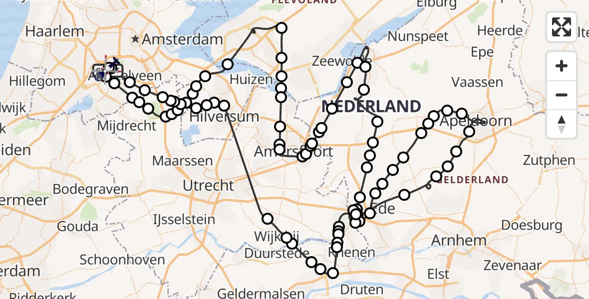 Vluchtroute Politiehelikopter van Schiphol naar Schiphol