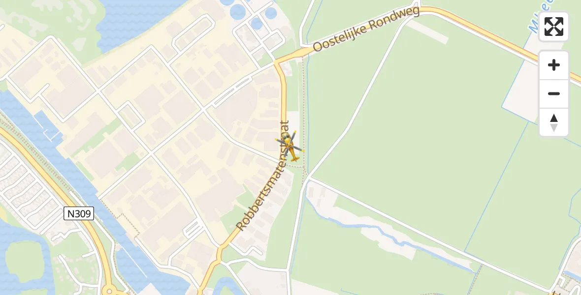 Vluchtroute Traumahelikopter van Elburg naar Elburg