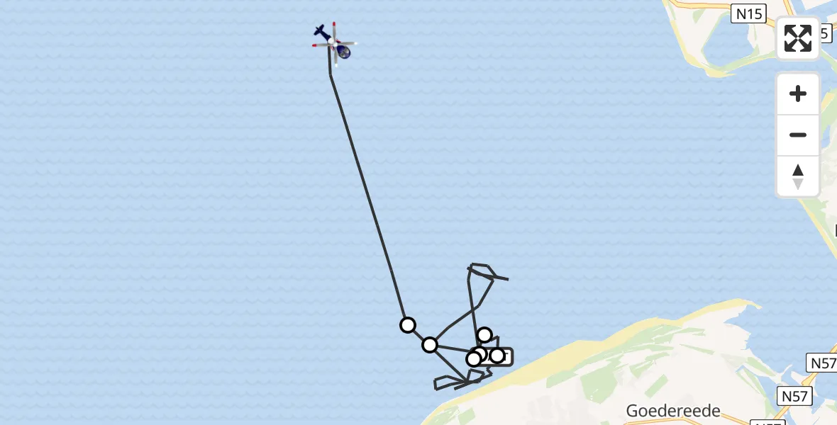 Routekaart van de vlucht: Politiehelikopter naar Dijk Het Flaauwe Werk