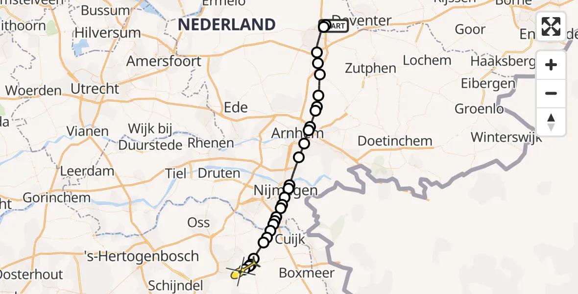 Routekaart van de vlucht: Lifeliner 3 naar Vliegbasis Volkel, Lochemsestraat