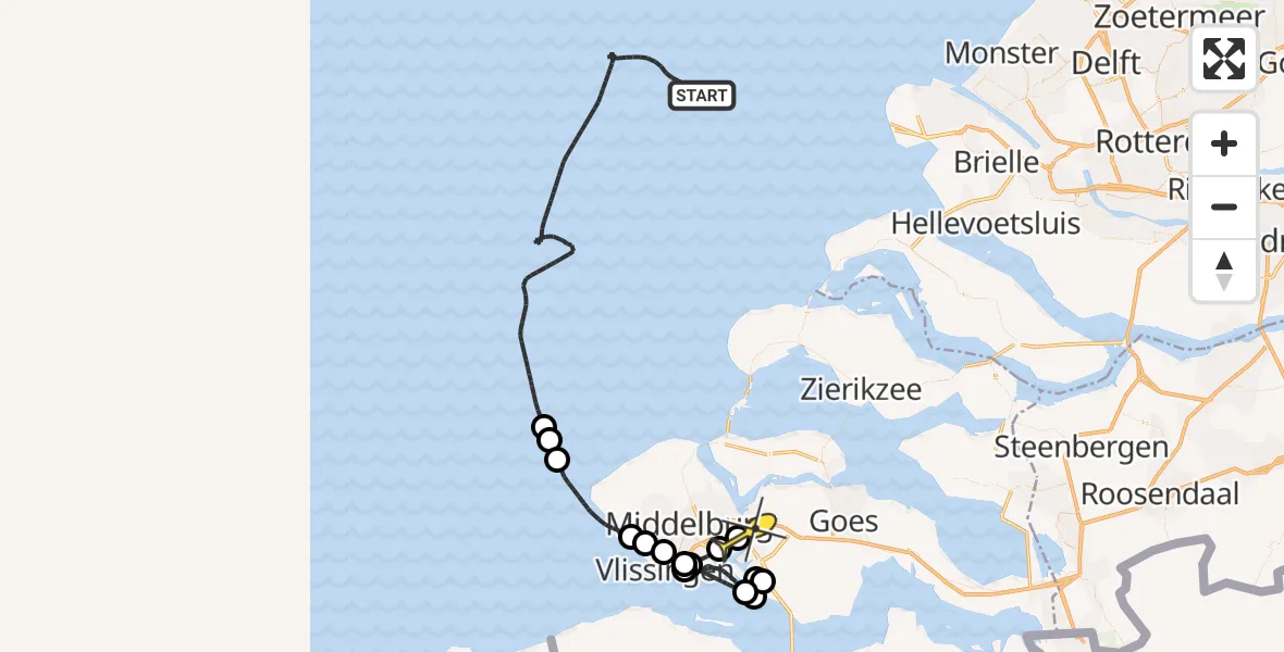 Routekaart van de vlucht: Politieheli naar Lewedorp, Quarlespolderweg