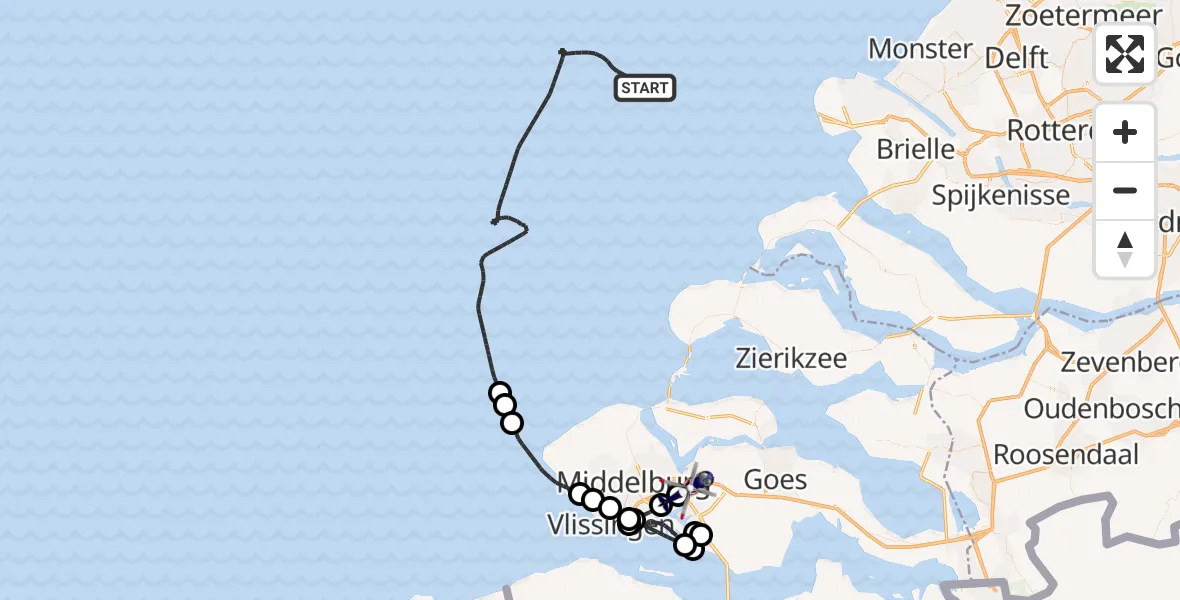 Vluchtroute Politiehelikopter van  naar Lewedorp