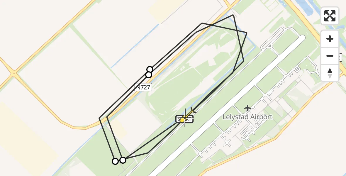 Routekaart van de vlucht: Politiehelikopter naar Lelystad Airport, Talingweg