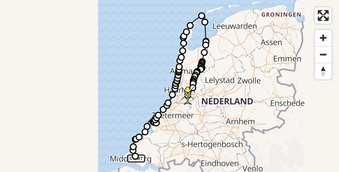 Routekaart van de vlucht: Politiehelikopter naar Schiphol, Sint Felixweg