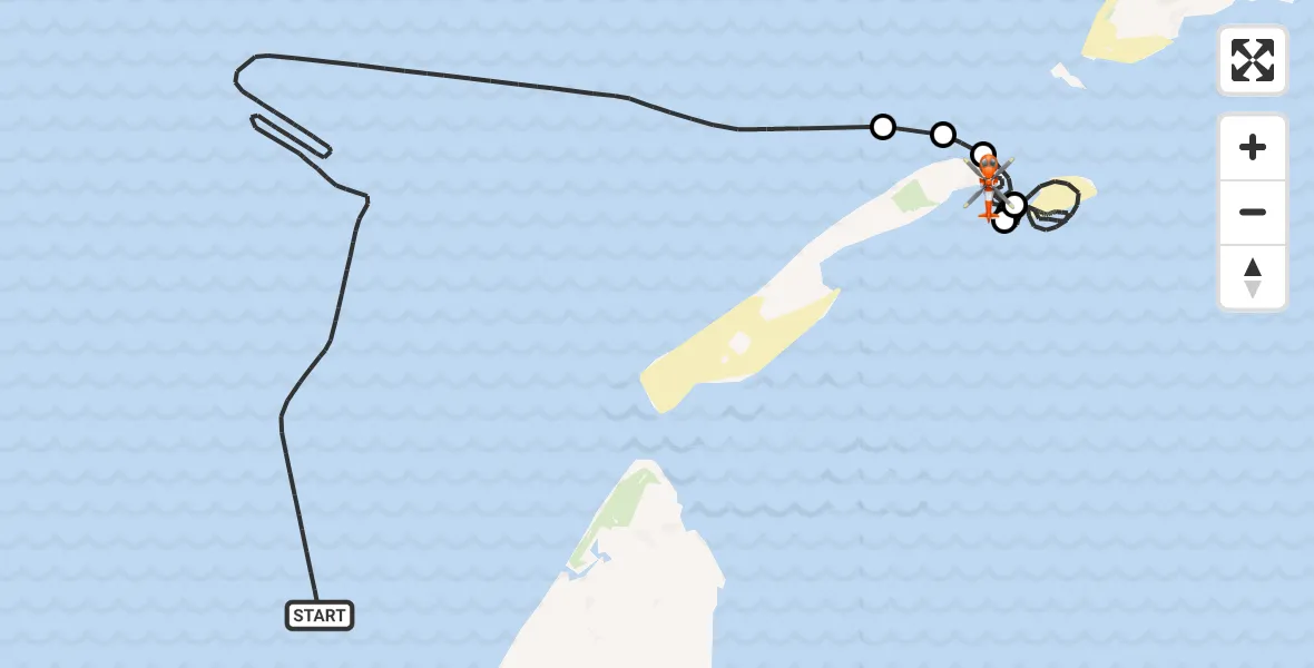 Vluchtroute Kustwachthelikopter van  naar Vlieland Heliport