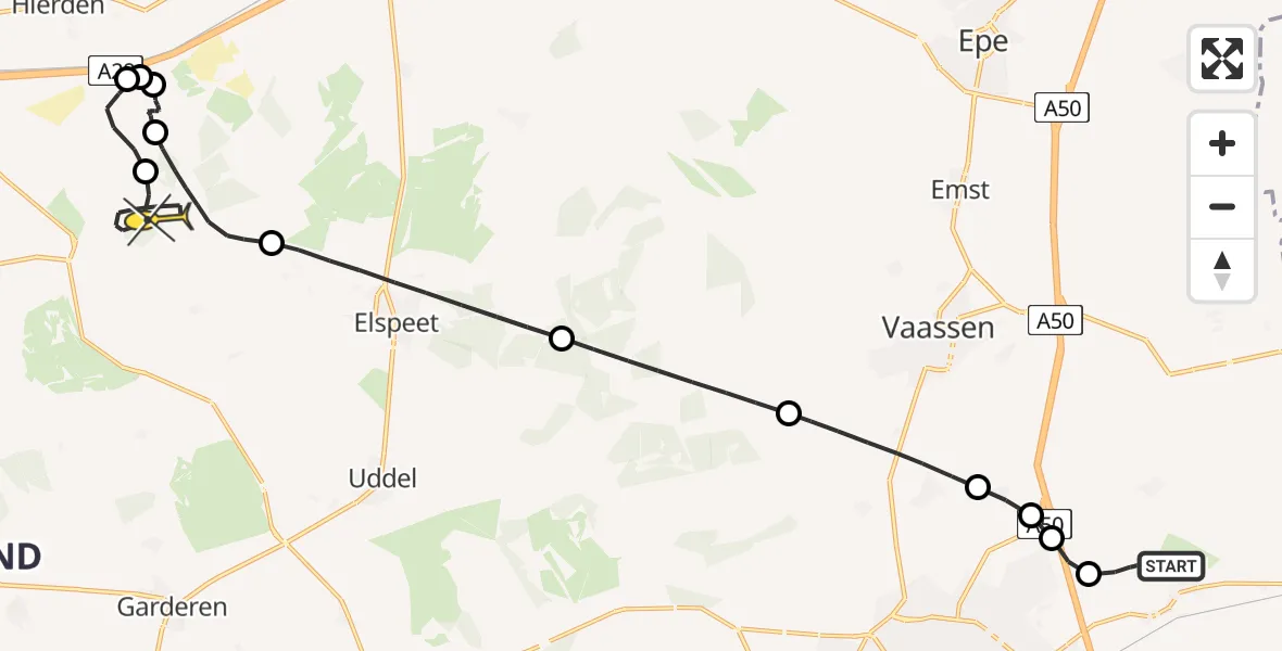 Routekaart van de vlucht: Politieheli naar Ermelo, Ganzevlesweg