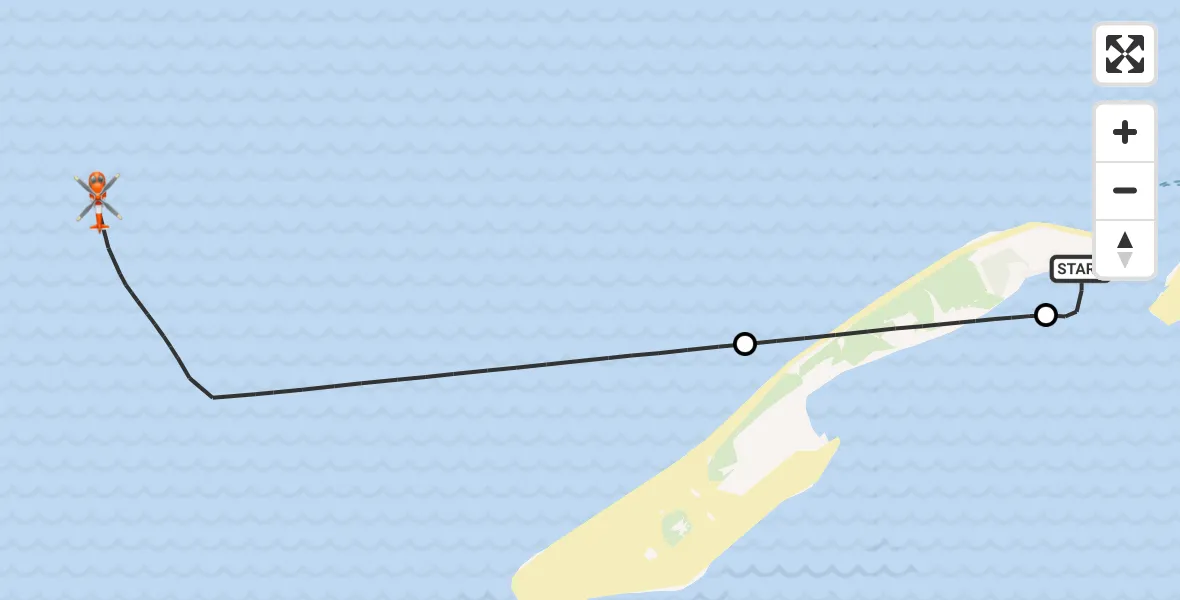Vluchtroute Kustwachthelikopter Vlieland Heliport - , 10 oktober 2025, 18:37