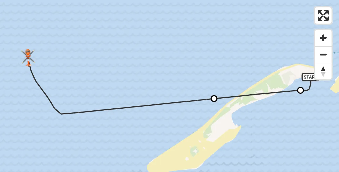 Vluchtroute Kustwachthelikopter van Vlieland Heliport naar 