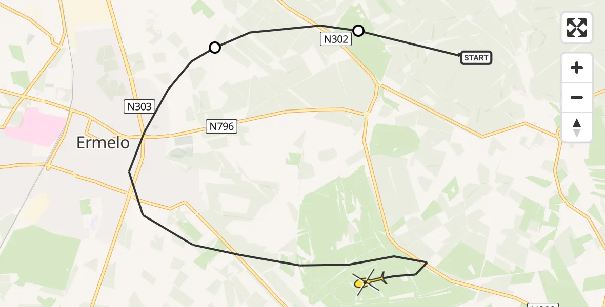 Routekaart van de vlucht: Politieheli naar Ermelo, Cyriassischepad