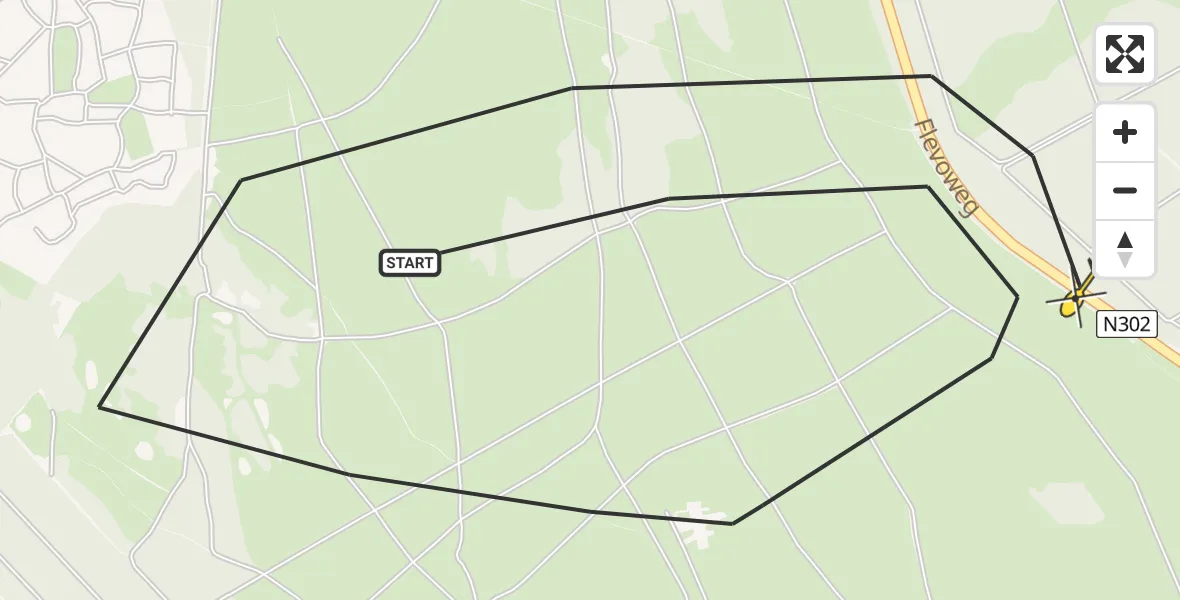 Routekaart van de vlucht: Politieheli naar Ermelo, Postweg