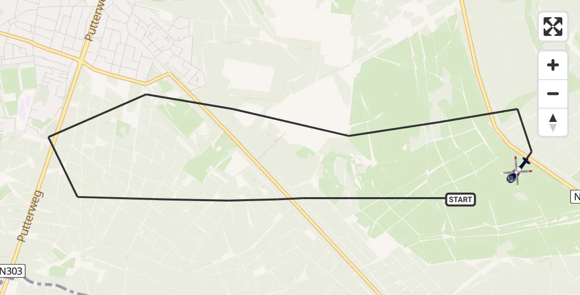 Vluchtroute Politiehelikopter van Ermelo naar Ermelo