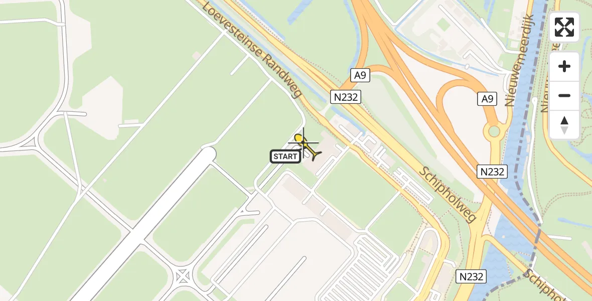 Routekaart van de vlucht: Politiehelikopter naar Schiphol, Walaardt Sacréstraat