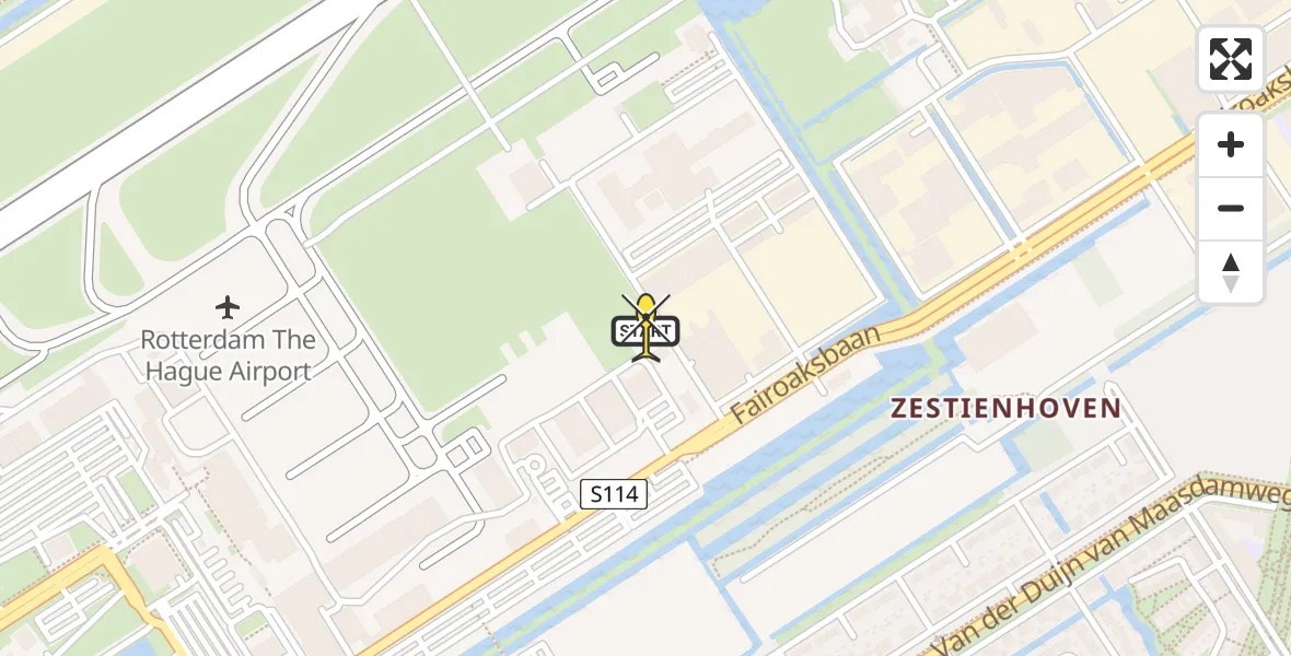 Routekaart van de vlucht: Traumahelikopter naar Rotterdam The Hague Airport, Brandenburgbaan