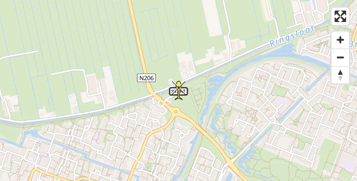 Routekaart van de vlucht: Lifeliner 2 naar Zoetermeer, Middelweg