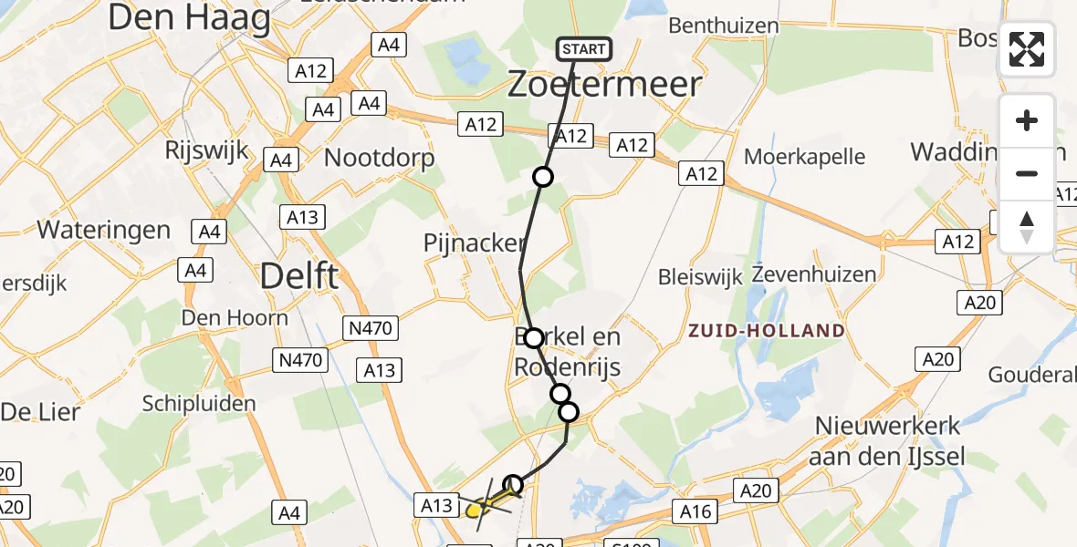 Routekaart van de vlucht: Lifeliner 2 naar Rotterdam The Hague Airport, Amerikaweg