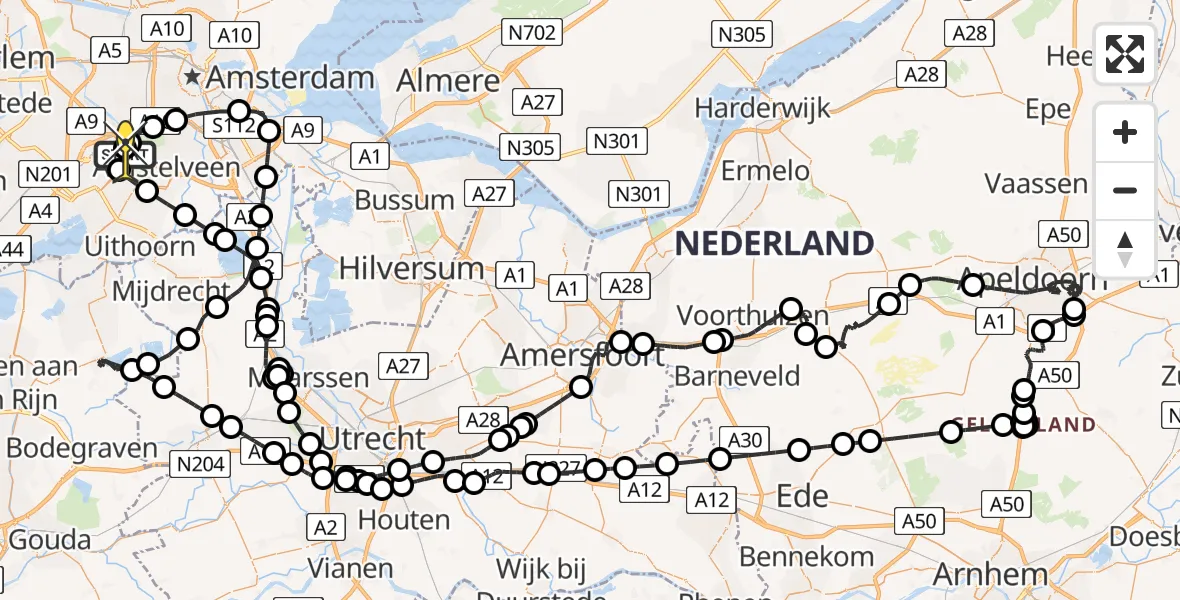 Routekaart van de vlucht: Politieheli naar Schiphol, Westerkimweg