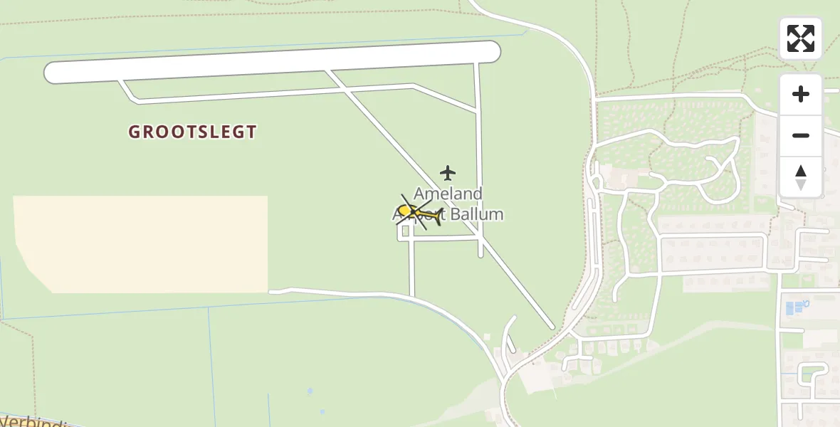 Routekaart van de vlucht: Ambulanceheli naar Ameland Airport Ballum