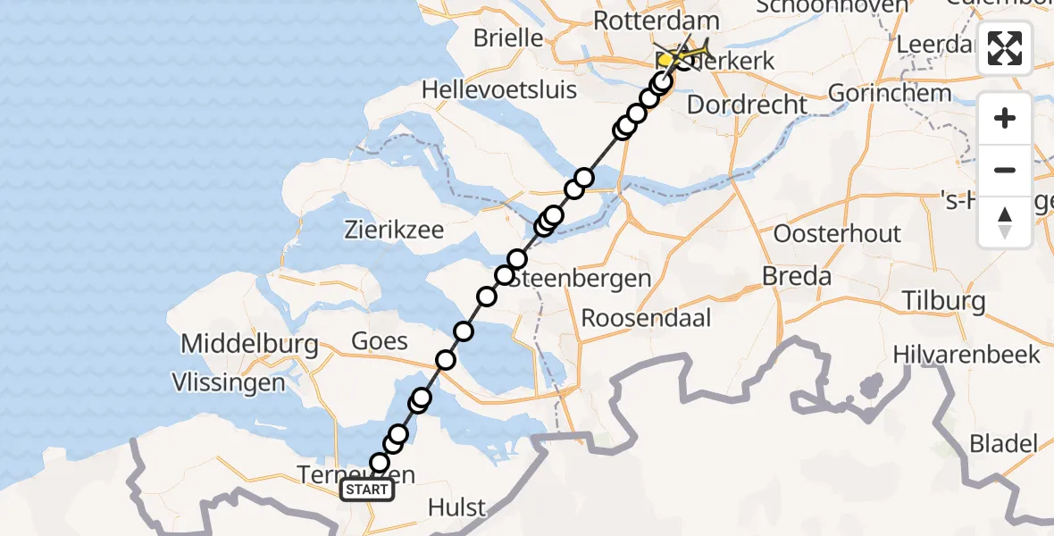 Routekaart van de vlucht: Kustwachthelikopter naar Rotterdam, Kraagdijk